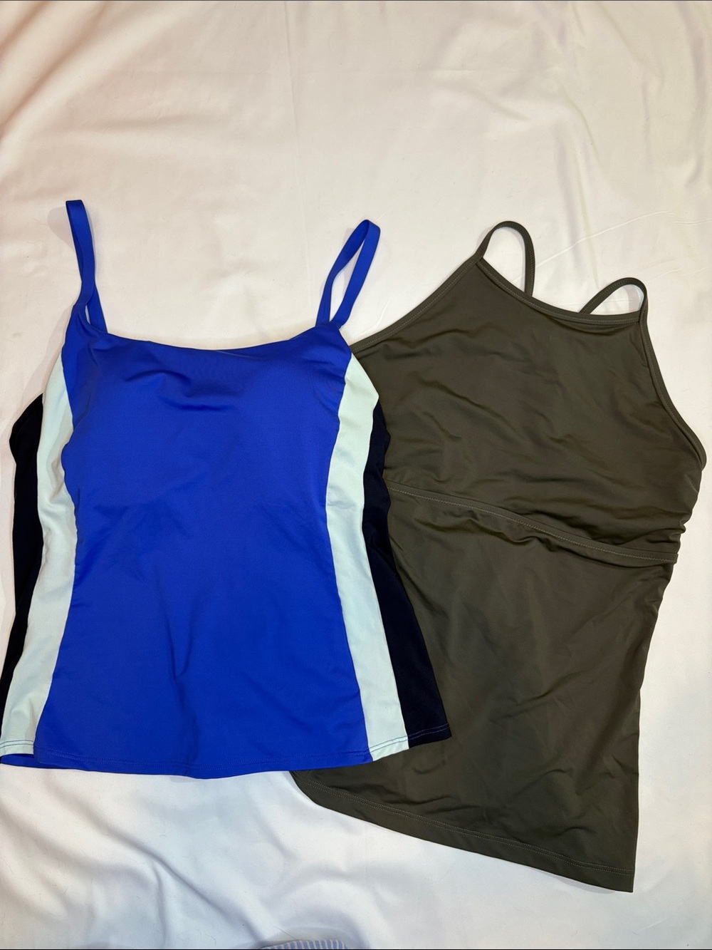 Two for One! Athleta Swim or Workout Tops Tankini Strappy Back and Sporty Stripe